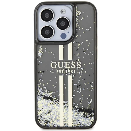 Original Case GUESS Liquid Glitter Gold Stripes GUHCP15LLFCSEGK iPhone 15 Pro tok fekete - 3
