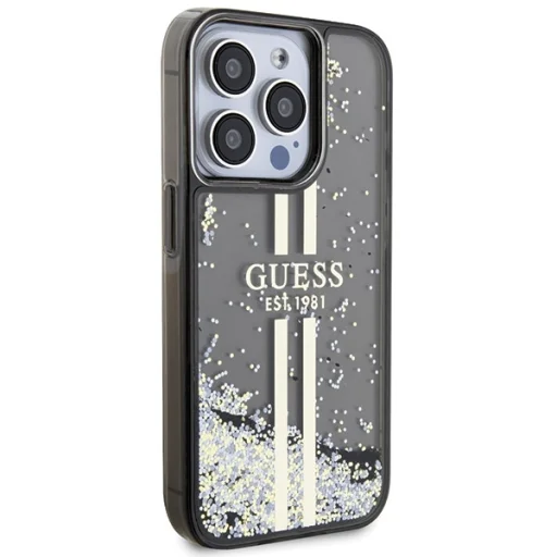 Original Case GUESS Liquid Glitter Gold Stripes GUHCP15LLFCSEGK iPhone 15 Pro tok fekete - 4