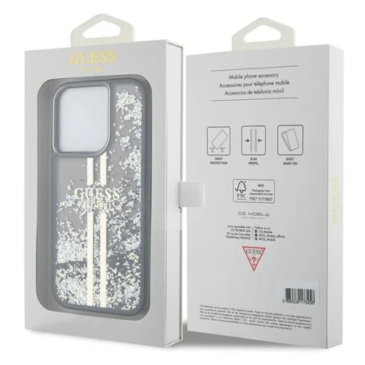 Original Case GUESS Liquid Glitter Gold Stripes GUHCP15LLFCSEGK iPhone 15 Pro tok fekete - 8