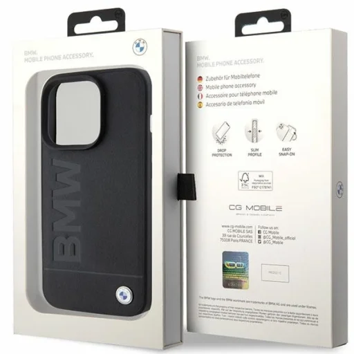  iPhone 15 Pro fekete Original Case BMW Leather Hot Stamp BMHCP15LSLLBK tok - 8