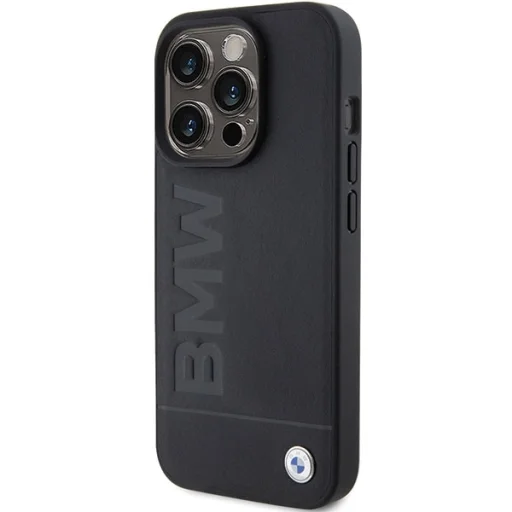 iPhone 15 Pro fekete Original Case BMW Leather Hot Stamp BMHCP15LSLLBK tok - 2