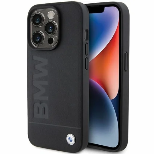  iPhone 15 Pro fekete Original Case BMW Leather Hot Stamp BMHCP15LSLLBK tok - 1