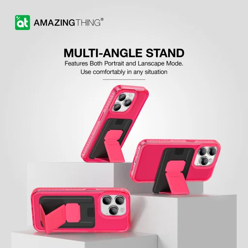 Amazing Thing Titan Pro Neon Mag Wallet tok 10FT IP156.7PTWPN iPhone 15 Pro Max pink kihajtható állvánnyal - 7