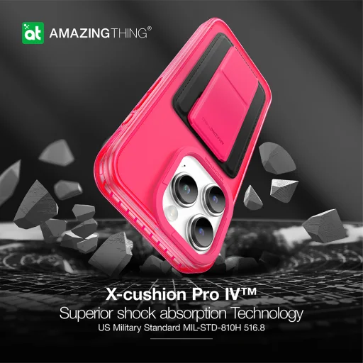 Amazing Thing Titan Pro Neon Mag Wallet tok 10FT IP156.7PTWPN iPhone 15 Pro Max pink kihajtható állvánnyal - 9