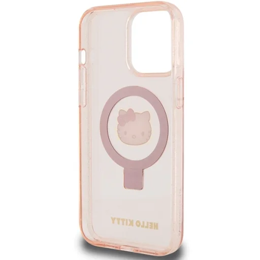 Original Case HELLO KITTY kemény tok gyűrűtartóval, csillámos, elektropolírozott logóval, MagSafe kompatibilis, HKHMP15XHRSGEP, iPhone 15 Pro Max, rózsaszín - 7
