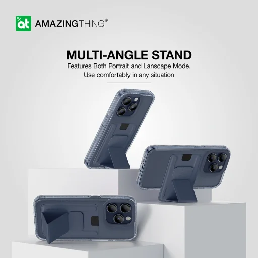 Amazing Thing Titan Pro Mag Wallet tok 10FT IP156.7PTWBU iPhone 15 Pro Max sötétkék kitámasztóval - 7