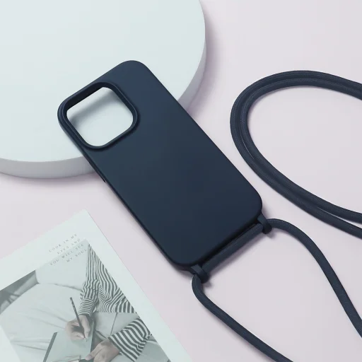 Strap szilikon tok iPhone 15 Plus design 1 sötétkék - 5