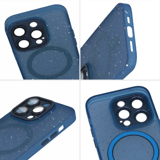 Tel Protect Mágneses Splash Frosted tok iPhone 15 Plus - Tengerészkék - 6