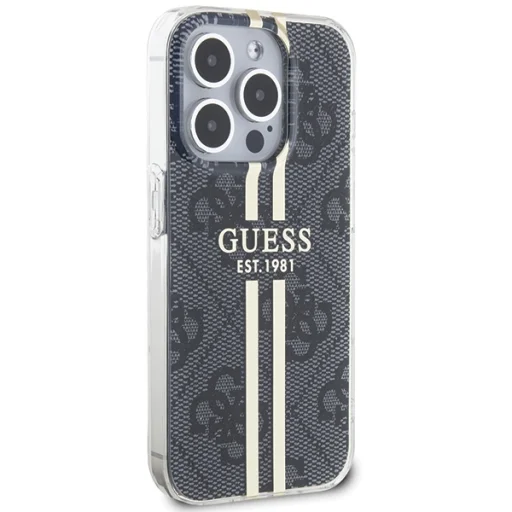 Original Case GUESS IML 4G Gold Stripe GUHCP15LH4PSEGK tok iPhone 15 Pro fekete - 4
