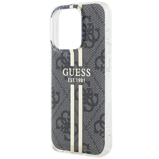 Original Case GUESS IML 4G Gold Stripe GUHCP15LH4PSEGK tok iPhone 15 Pro fekete - 6