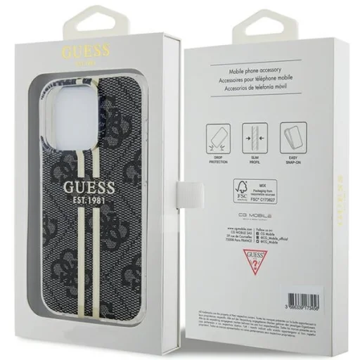 Original Case GUESS IML 4G Gold Stripe GUHCP15LH4PSEGK tok iPhone 15 Pro fekete - 8