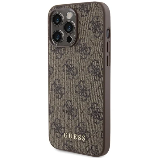 Original Case GUESS Hardcase 4G Metal Gold Logo GUHCP15XG4GFBR for iPhone 15 Pro Max Barna tok - 2