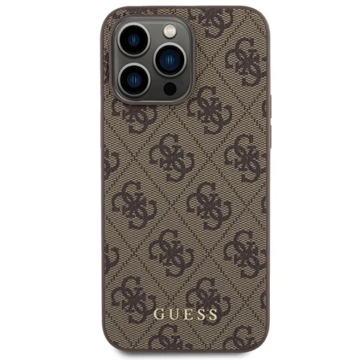 Original Case GUESS Hardcase 4G Metal Gold Logo GUHCP15XG4GFBR for iPhone 15 Pro Max Barna tok - 3
