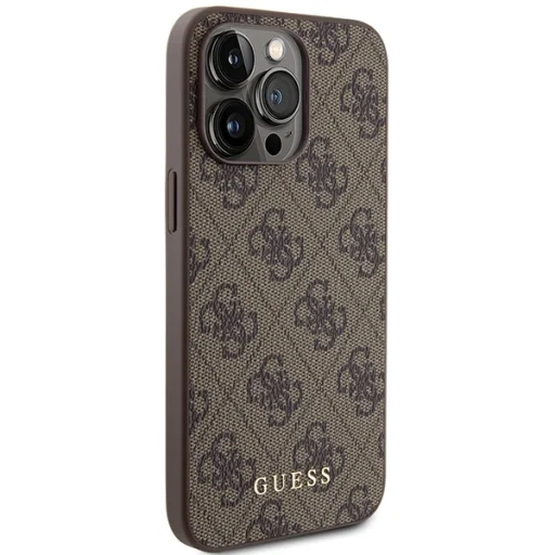 Original Case GUESS Hardcase 4G Metal Gold Logo GUHCP15XG4GFBR for iPhone 15 Pro Max Barna tok - 4