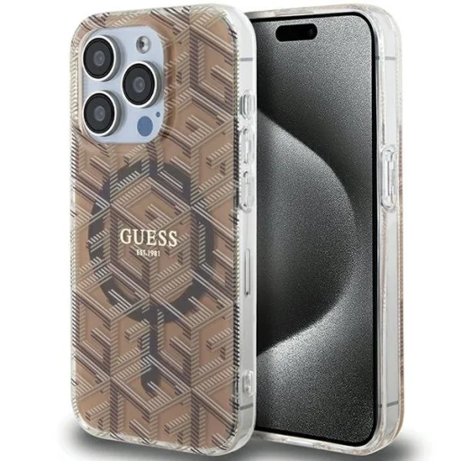 Original Case GUESS IML GCube Magsafe GUHMP15XHGCUSTGW tok iPhone 15 Pro Max barna - 1