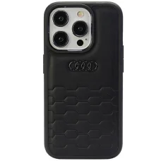  iPhone 15 Pro fekete Original Case AUDI kemény tok GT szintetikus bőr AU-TPUPCIP15P-GT/D2-BK