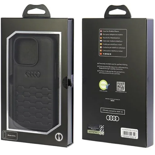  iPhone 15 Pro fekete Original Case AUDI kemény tok GT szintetikus bőr AU-TPUPCIP15P-GT/D2-BK - 4