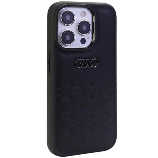  iPhone 15 Pro fekete Original Case AUDI kemény tok GT szintetikus bőr AU-TPUPCIP15P-GT/D2-BK - 2