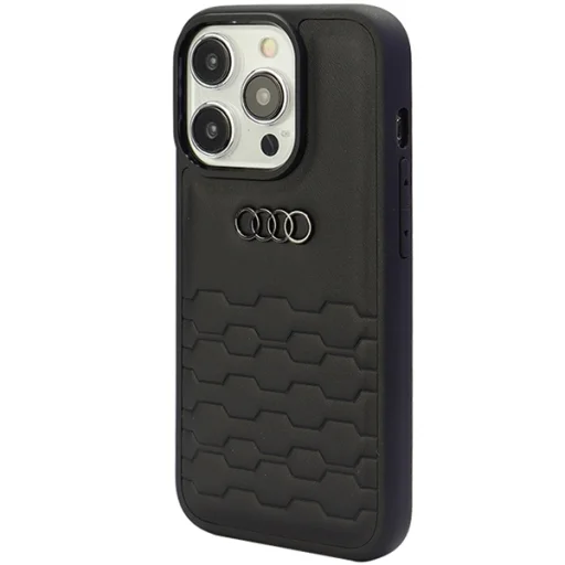  iPhone 15 Pro fekete Original Case AUDI kemény tok GT szintetikus bőr AU-TPUPCIP15P-GT/D2-BK - 3