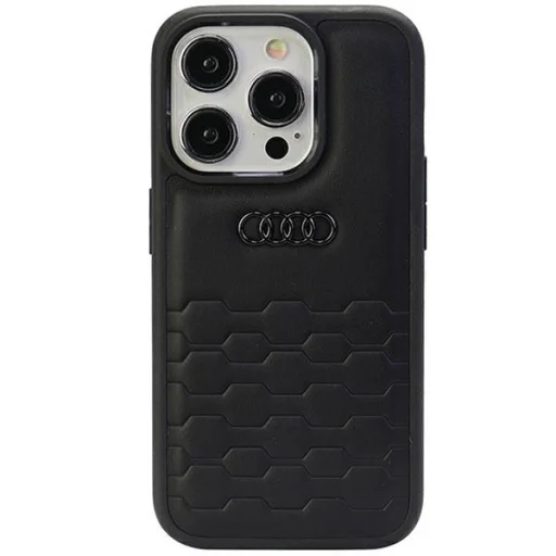  iPhone 15 Pro fekete Original Case AUDI kemény tok GT szintetikus bőr AU-TPUPCIP15P-GT/D2-BK - 1