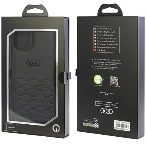  Iphone 15 Plus Fekete Original Case AUDI kemény tok GT szintetikus bőr tok - 4