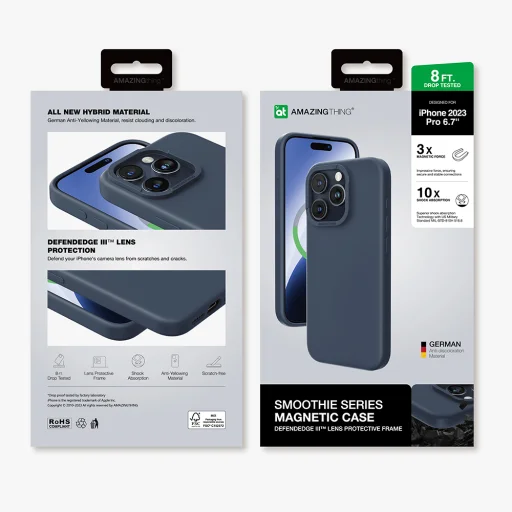 Amazing Thing Smoothie Magsafe tok 8FT IP156.7PSMBU iPhone 15 Pro Max sötétkék - 11