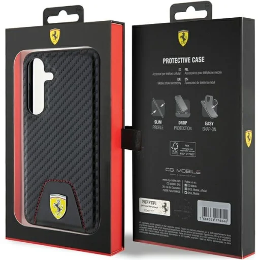 Original FERRARI kemény tok Carbon Stitched Bottom FEHCS24SN3PUK Samsung Galaxy S24 Fekete tok - 8