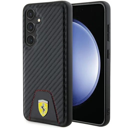 Original FERRARI kemény tok Carbon Stitched Bottom FEHCS24SN3PUK Samsung Galaxy S24 Fekete tok - 1