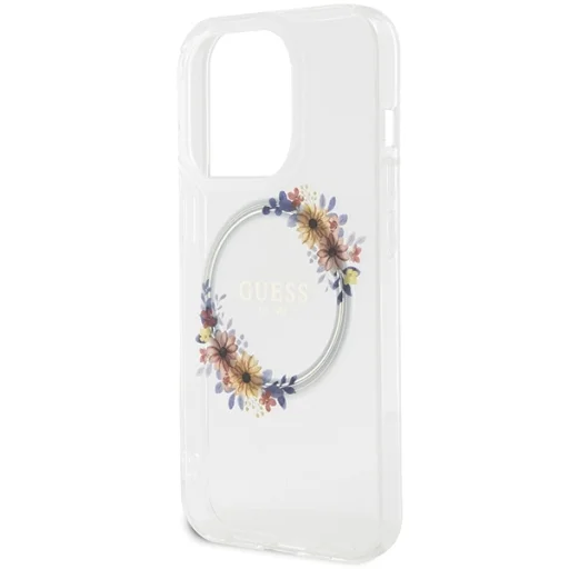Eredeti GUESS IML Flowers Wreath Magsafe GUHMP15XHFWFCT tok az iPhone 15 Pro Max-hoz átlátszó - 6