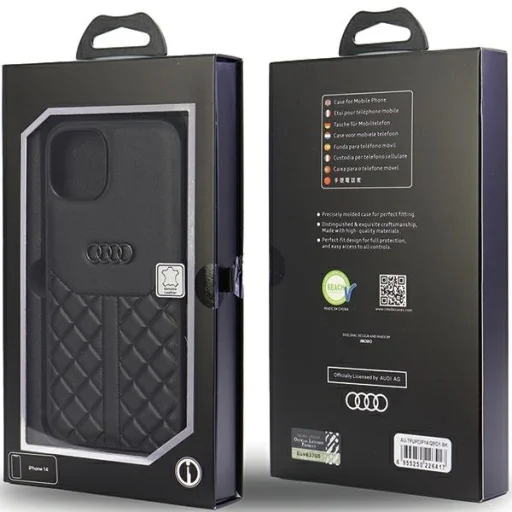  iPhone 14 fekete Eredeti Audi hardcase valódi bőr tok AU-TPUPCIP14-Q8/D1-BK - 7