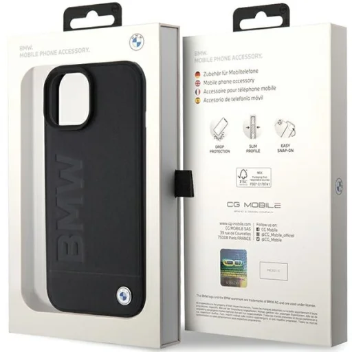  iPhone 15 Plus Black Original Case BMW Magsafe Leather Hot Stamp BMHMP15MSLLBK tok - 8