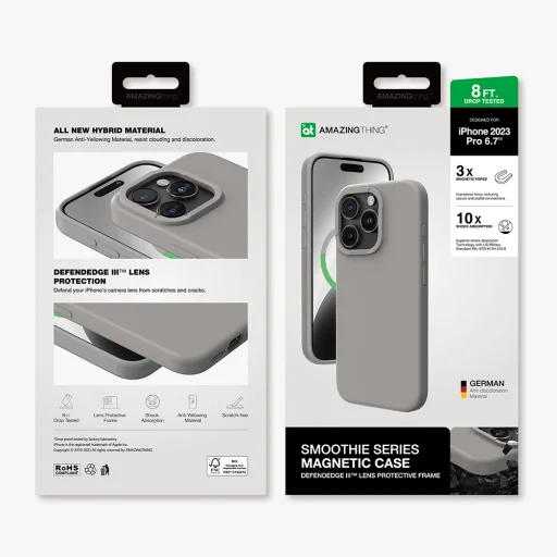 Amazing Thing Smoothie Magsafe tok 8FT IP156.7PSMGY iPhone 15 Pro Max titán - 11