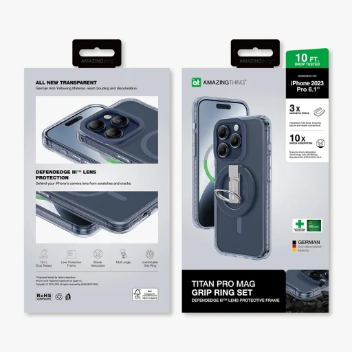 Amazing Thing Titan Pro Mag Ring Grip tok 10FT IP156.1PTRBU iPhone 15 Pro navy - 12