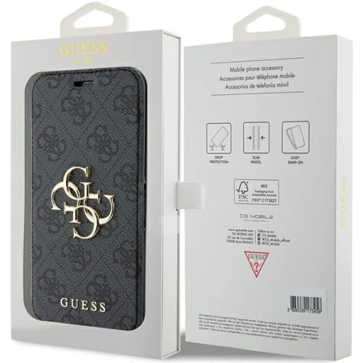 Original GUESS fliptok 4G Metal Logo GUBKP15L4GMGGR iPhone 15 Pro szürke tok - 7