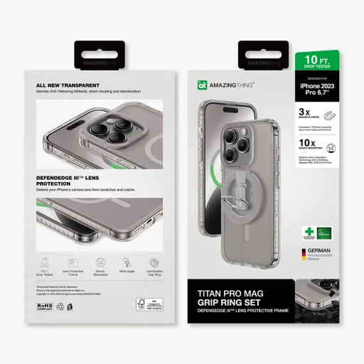 Amazing Thing Titan Pro Mag Ring Grip tok 10FT IP156.7PTRGY iPhone 15 Pro Max titanium - 12