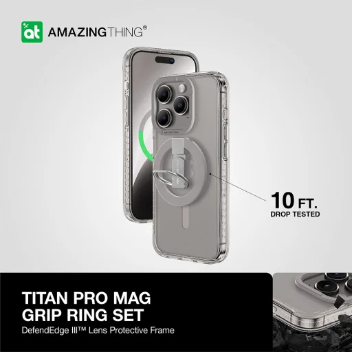 Amazing Thing Titan Pro Mag Ring Grip tok 10FT IP156.7PTRGY iPhone 15 Pro Max titanium - 10