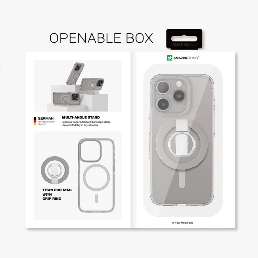 Amazing Thing Titan Pro Mag Ring Grip tok 10FT IP156.7PTRGY iPhone 15 Pro Max titanium - 11