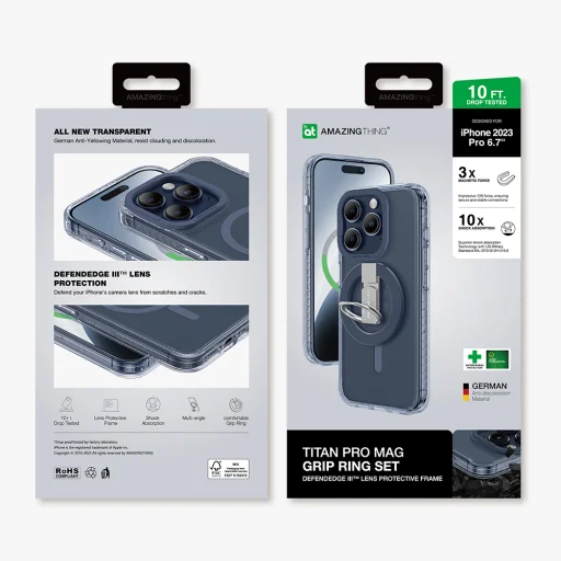 Amazing Thing Titan Pro Mag Ring Grip tok 10FT IP156.7PTRBU iPhone 15 Pro Max navy - 12