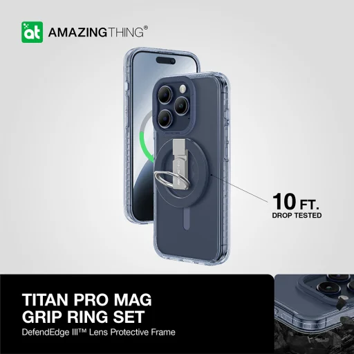Amazing Thing Titan Pro Mag Ring Grip tok 10FT IP156.1PTRBU iPhone 15 Pro navy - 9