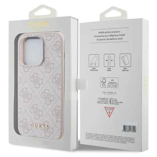 GUESS Eredeti Hardcase 4G Metal Gold Logo GUHCP15LG4GFPI tok iPhone 15 Pro Pink - 8