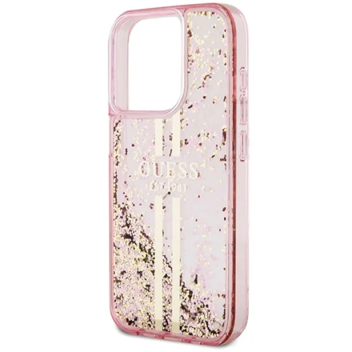 Original Case GUESS Liquid Glitter Gold Stripes GUHCP15LLFCSEGP iPhone 15 Pro tok rózsaszín - 6