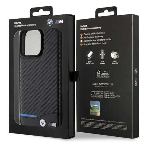  iPhone 15 Pro Max fekete Original Case BMW Leather Carbon BMHCP15X22NBCK tok - 8