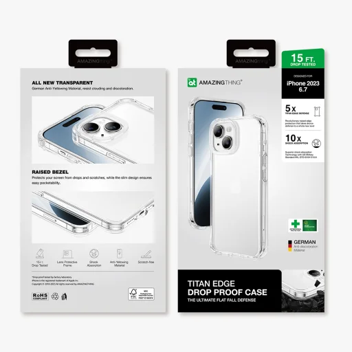 Amazing Thing Titan Edge tok 15FT IP156.7TECL iPhone 15 Plus átlátszó - 12