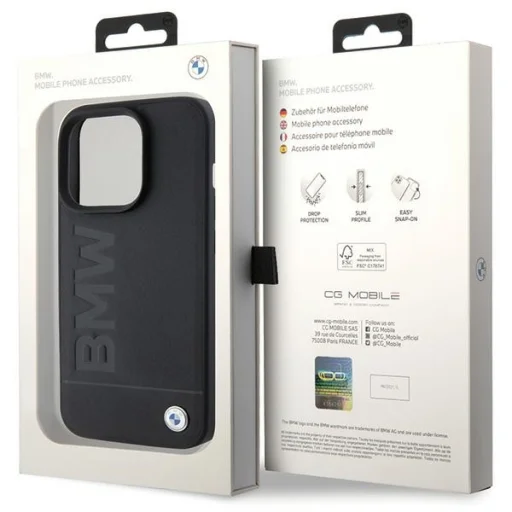  iPhone 15 Pro Max Fekete BMW Original Case Bőr Dombornyomott BMHCP15XSLLBK tok - 8