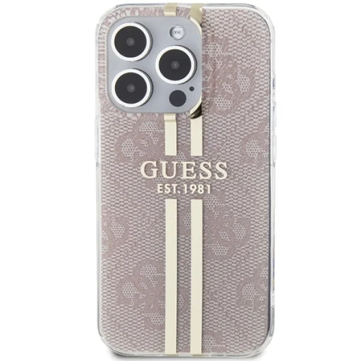 Original Guess IML 4G Gold Stripe GUHCP15LH4PSEGP tok Iphone 15 Pro-hoz rózsaszín - 3