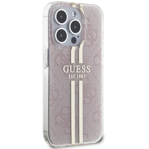 Original Guess IML 4G Gold Stripe GUHCP15LH4PSEGP tok Iphone 15 Pro-hoz rózsaszín - 4
