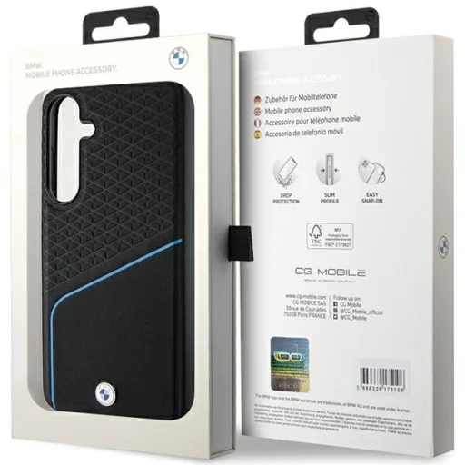 Original Case BMW hardcase Signature Leather Textured & Line MagSafe for Samsung Galaxy S24 Black tok - 8