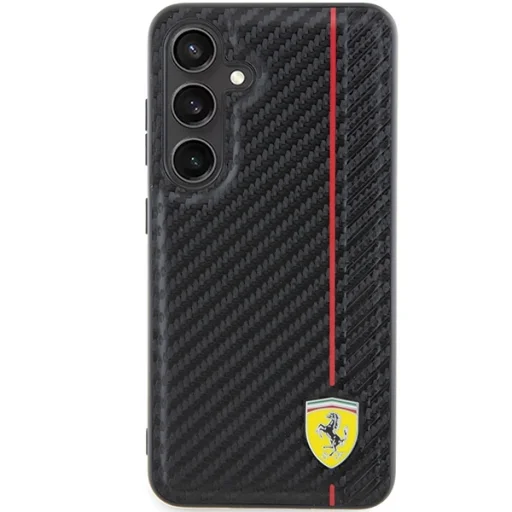 Original FERRARI keménytok Carbon Printed Line FEHCS24SN3DUR Samsung Galaxy S24 Black tok - 3