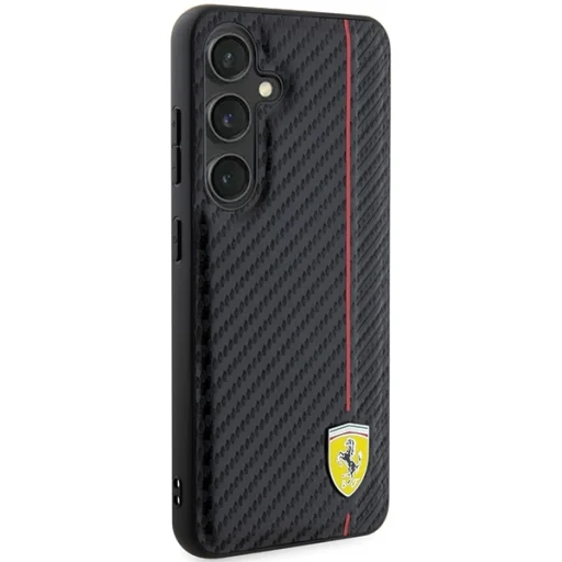 Original FERRARI keménytok Carbon Printed Line FEHCS24SN3DUR Samsung Galaxy S24 Black tok - 4
