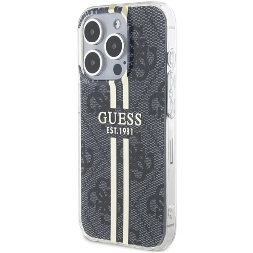 Original Case GUESS IML 4G Gold Stripe GUHCP15LH4PSEGK tok iPhone 15 Pro fekete - 2